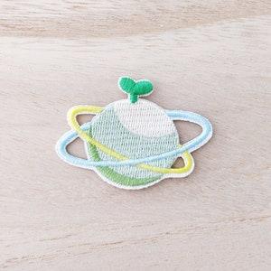 Green Plant Planet Iron On Patch, Embroidery Patch, Cute Kawaii Patch, Sew On Patch, Craft Supply, DIY Patches 6
