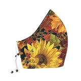 Black  autumn flowers face mask with nose wire & filter pocket ?Holiday Gift for her ? small  ?