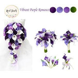 Build your wedding package-Elegant Shades of purple wedding flowers Bouquet corsage boutonniere real touch calla lily classic roses
