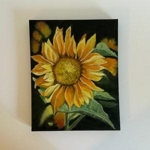 Bright Sunflower, original oil painting, 10?? x 8?? x 0.5??, 25.5 cm x 20.5 cm x 1.5 cm, NOT PRINT, ready to hang wall art