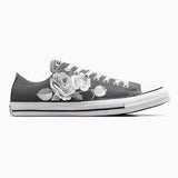 Black and White Rose Bouquet - Custom Charcoal Low Top Converse Chuck Taylor shoes for Women and Men