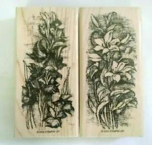 Stampin' Up 2003 Spring Lilies 2003 Rubber Stamps 4.5" x 2.25" Set of Two