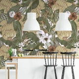 Tropical plants wallpaper, self adhesive wallpaper, vintage tropical wallpaper, banana removable wallpaper, peel and stick wallpaper #77