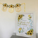 Sunflowers welcome sign, floral birthday party, printable sign, welcome sign birthday party