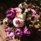 FiveSeasonStuff 2 Bundles of Purple & Pink Peonies Artificial Flower Bouquet