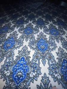 LuLaRoe MAXI Skirt Dress White Blue Ornate Paisley Damask 6/8 Small Slinky 4/6