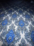 LuLaRoe MAXI Skirt Dress White Blue Ornate Paisley Damask 6/8 Small Slinky 4/6