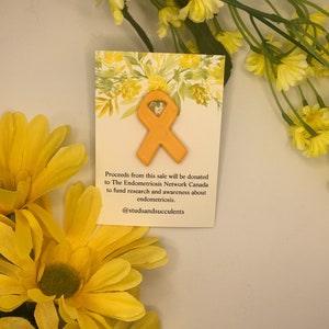 Endometriosis Awareness Ribbon Polymer Clay Pin