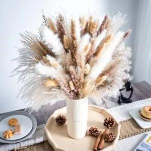 105 PCS Natural Pampas Grass Decor Bouquet | Boho Dried Floral 105PCS