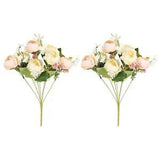 2Pcs 7 Branch Artificial Silk Peony Hydrangea Flowers with Stem, Champagne Color
