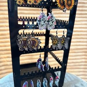 Sunflowers and Skeletons Dangle Earrings