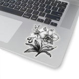 Black and White Orchid Sticker, Kiss-Cut Vinyl Sticker, Water Bottle Decals, Laptop Stickers, Hydroflask Stickers, gift idea