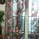 1*2.5m Flower Peony Floral Tulle Voile Door Curtain Drape Panel Decor Hot-sale