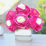 Artificial Silk Rose Flower Arrangement With White Ceramic Vase in Faux Water