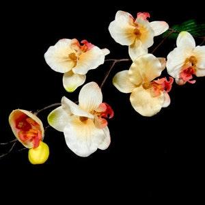 1 Orange Orchid Branch Spray Flowers Orange Peach Artificial Flowers Scrapbooking Flower Embellishments Craft Flowers