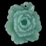 BE01104# Hand Carved Peony Flower   Amazonite Pendant Bead Gemstone