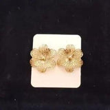 Filigree Vintage Gold Tone Lily Petal Clip Earrings