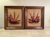 Pair Of Vintage Dried Floral Arrangements Wooden Wall Art By Mallard Frames