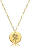 Birth Flower Necklace 18K Gold Custom Floral Pendant Necklaces Dainty Birth Mont