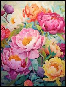 Peony Garden 2 - DIY Counted Cross Stitch Patterns Needlework DMC Color 14 ct