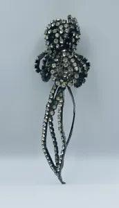 Ken Morrison Vintage Black Rhodium Plated Huge Carnation Flower Brooch Pin