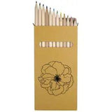 12 x 'Peony Flower' Long 178mm Coloured Pencils / Pencil Set (PE00009554)