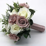 Dusty Rose and Ivory Wedding Bouquet, Bridal Bouquet, faux wedding flowers, silk bridal bouquet, artificial wedding flowers, weddings
