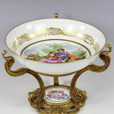 Sevres made in France, Fragonard design, Bowl Tazza bronze ormolu mounted compote