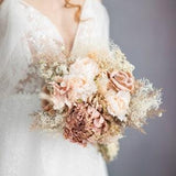 Romantic rustic flower wedding bouquet Pink and ivory flower bouquet for bride Wedding accessories Natural boho bridal bouquet Barn Magaela