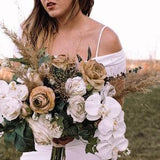 Wedding Bouquet, peach, Peonies, Boho Bouquet, Brides Bouquet, Wedding Bouquet, blush, ivory, dried, wheat, Orchids