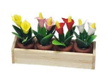 Miniature Dollhouse Wood Flower Box With Flowers Lilies 1:12 Scale New