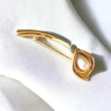 Vintage Calla Lily Flower Brooch Faux Teardrop Pearl Gold Tone Metal