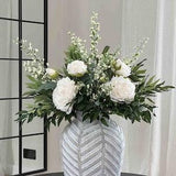 Large Ruscus and Peony Faux Flower Arrangement, Artificial Flower Arrangement, Home Decor, UK