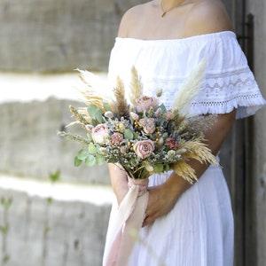 Dream Come True Bouquet l Dried Roses Pampas Bouquet l Wedding Bouquet