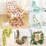 Cherry Garland Wall Silk Artificial Hanging Rose Flowers Vine Wedding Decor