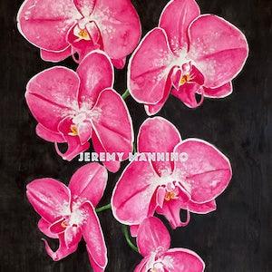 Bloom Orchid Plant Floral Flower Wall Art Print, Botanical Home Decor, Flower Illustration, Tropical House Decorations, Boho Wall Art, Pink
