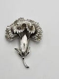 Vintage Trifari Carnation Flower Silver Tone Brooch Pin