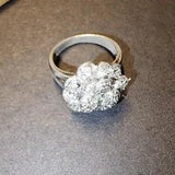 Sterling Silver 925 Cubic Zirconia Carnation Ring (Read)