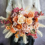 Faux pampas bouquet, Boho wedding, taupe antique pink pampas bouquet, realistic autumn bouquet, forever fall bouquet, whimsical bouquet