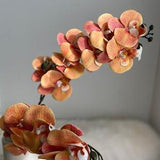 8 Heads Faux Orchid Stem - 3D Printing Artificial Flower / Wedding / Home Decoration / Gifts / DIY Floral / Orange
