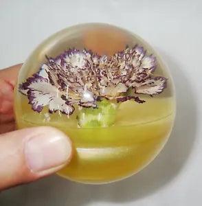 Carnation Flower Specimen in 80 mm Resin Sphere Dome Yellow Bottom DP80Y
