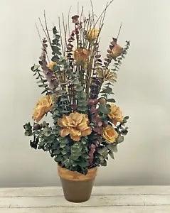 Large Dried Floral & Eucalyptus Centerpiece Potted Plant Flower Arrangement 29"