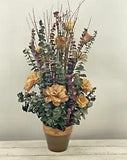 Large Dried Floral & Eucalyptus Centerpiece Potted Plant Flower Arrangement 29"