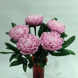 Peony bouquet, peony stems, french beaded flower, beaded peony, wedding flowers, pink peonies, beaded flowers, artificial flowers