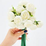Small Head Peonies | Floral Bouquet Artificial Flower | Wedding/Home Decoration | Gifts D¡§?cor | Floral, Realistic Flowers Multi Color White