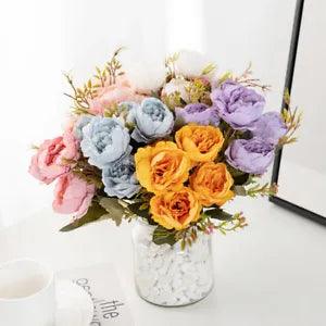 Fake Silk Peony Artificial Flowers Wedding Bouquet Home Party Outdoor Decor
