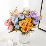 Fake Silk Peony Artificial Flowers Wedding Bouquet Home Party Outdoor Decor