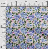 oneOone Cotton Poplin Fabric Watercolor Leaves & Peony Floral Print-zp2