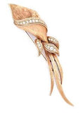 1964 Sarah Coventry Gold Plate Brush Finish Rhinestones Cala Lily Brooch Pin 5in