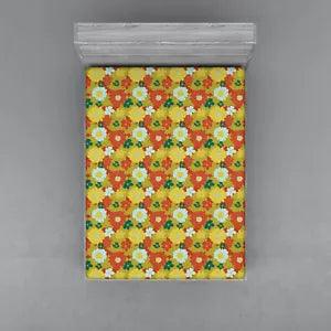 Flower Motifs Fitted Sheet Cover with All-Round Elastic Pocket in 4 Sizes